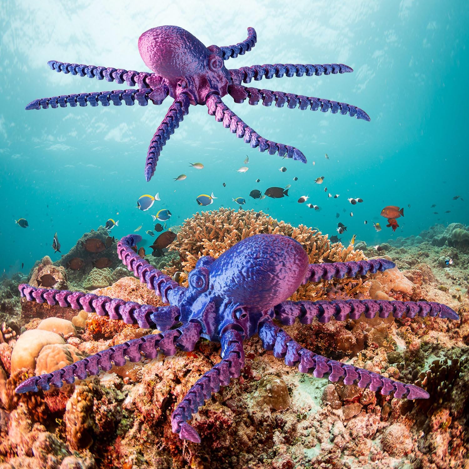 3D Printed Octopus Toy - Articulated Fun Fidget for ADHD & Stress Relief Ideal Home Decor & Unique Gift Creative Design Great for Offices & Living Spaces(Purple)