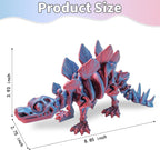 FunisFun 3D Printed Dragon with Articulated Joints for Adult, 3D Printed Dinosaur Fidget Toys Decor for Stress Relief (Stegosaurus-BP, 1P)