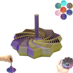 3D Printed Expanded Sensory Fidget Star, Fractal Fidget Toys with Handle, Hexagon Design for Office Desks As a Stress-Relief (S, Red-Blue Gradient)