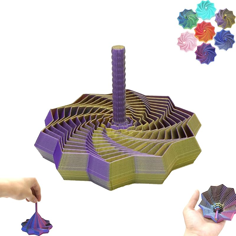 3D Printed Expanded Sensory Fidget Star, Fractal Fidget Toys with Handle, Hexagon Design for Office Desks As a Stress-Relief (S, Red-Blue Gradient)