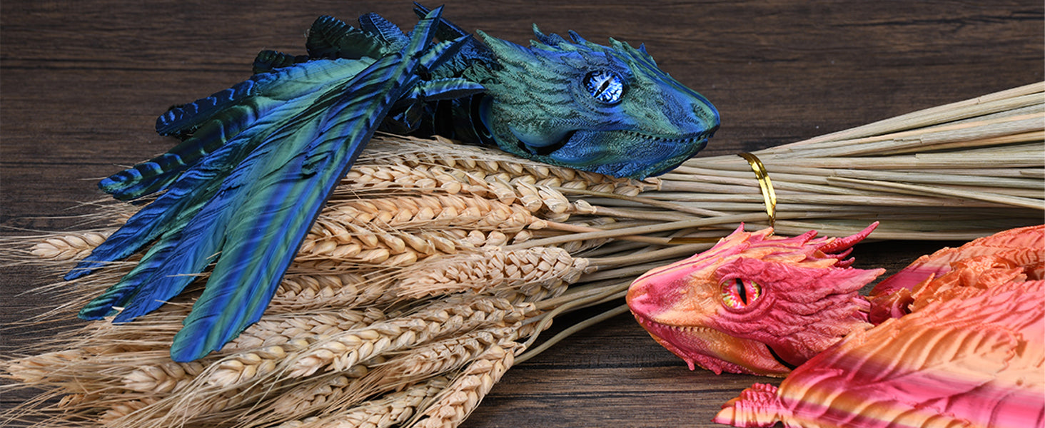 Feathered Wyvern Dragon, 3D Printed Dragon, Articulated Dragon, Fidget Dragon, 3D Printed Toys, Desktop Pet (Stormcrest)