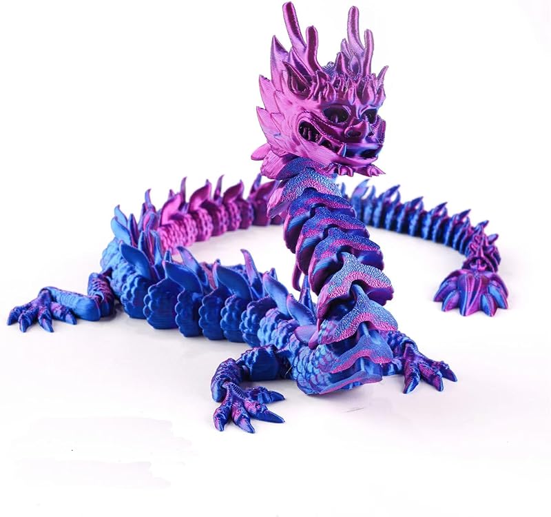 3D Printed Crystal Dragon Articulated Dragon, Articulated Posable Toy for Car Decoration Home Office Decor Strikingly Realistic Dragon Crystal Figure Gifts (Golden)