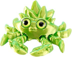 Crystal Gemstone Crab Figurine, 3D Printed Decorative Sculpture (Dreamy Green)