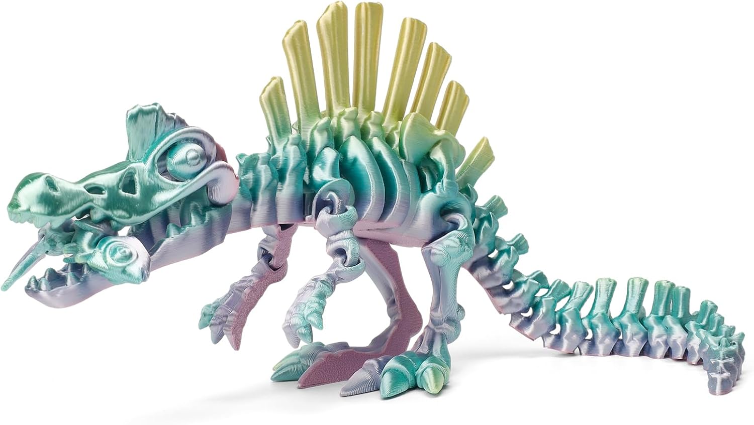 3D Printed Dinosaur, 3D Printed Animals Dragon Fidget Toy Adult Desk, Poseable Dino Skeletons with Articulated Joints, Easter Basket Stuffers, Home Decor, Stress Relief Toy for Autism (Spinosaurus)