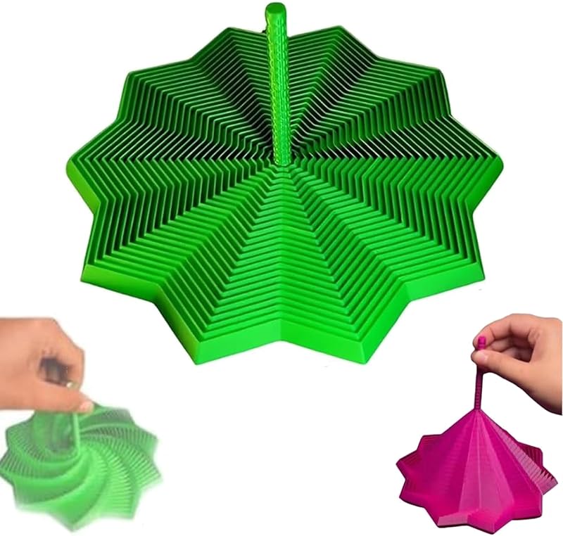 3D Printed Expanded Sensory Fidget Star, Fractal Fidget Hexagon with Handles, Colorful Whirling Spiral Design, 2025 New Star Shaped Fidget Star (A Type, Medium)