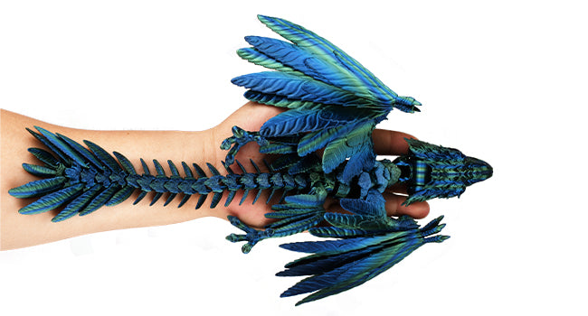 Feathered Wyvern Dragon, 3D Printed Dragon, Articulated Dragon, Fidget Dragon, 3D Printed Toys, Desktop Pet (Stormcrest)