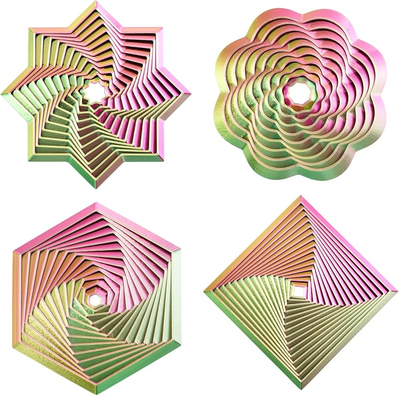 4 Pcs Fractal Fidget Hexagon,3D Printed Stress Relief Sensory Toys for ADHD,Autism,Kids&Adults,Whirling Spiral Design,Colorful Fidget Toy,Perfect for Holiday,Christmas,Birthday Gifts (Blue Green)