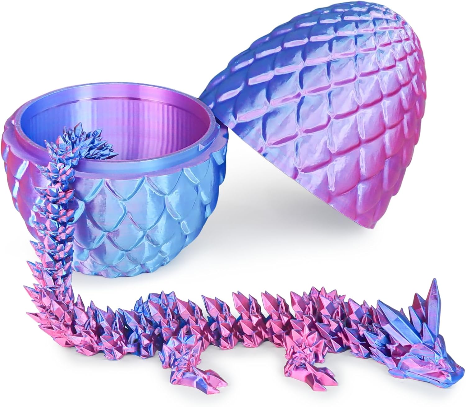 Dragon Egg with Dragon Inside 3D Printed Decorative Toys for Kids Adults Perfect Surprise Gifts Uniqur Home and Desk Decor Easter Valentine Birthdays Christmas(Purple,Medium)
