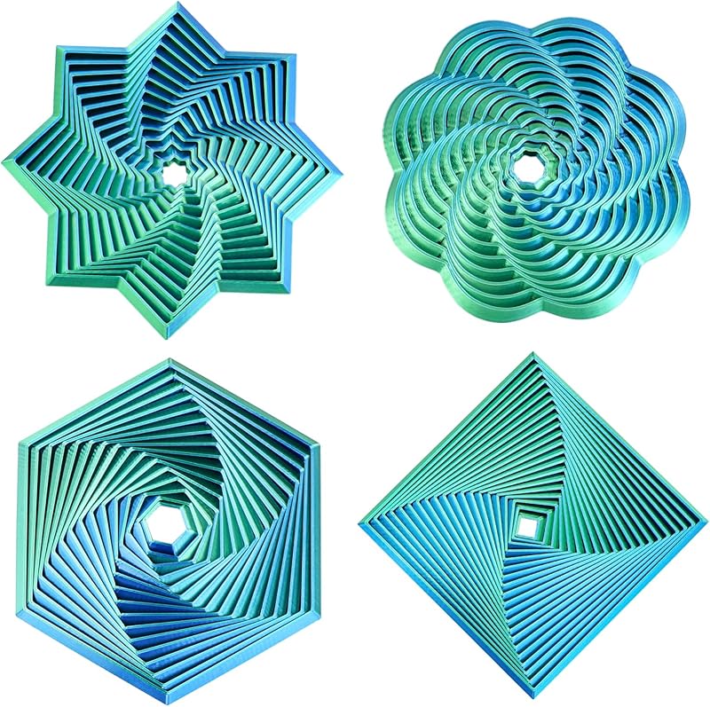 4 Pcs Fractal Fidget Hexagon,3D Printed Stress Relief Sensory Toys for ADHD,Autism,Kids&Adults,Whirling Spiral Design,Colorful Fidget Toy,Perfect for Holiday,Christmas,Birthday Gifts (Blue Green)