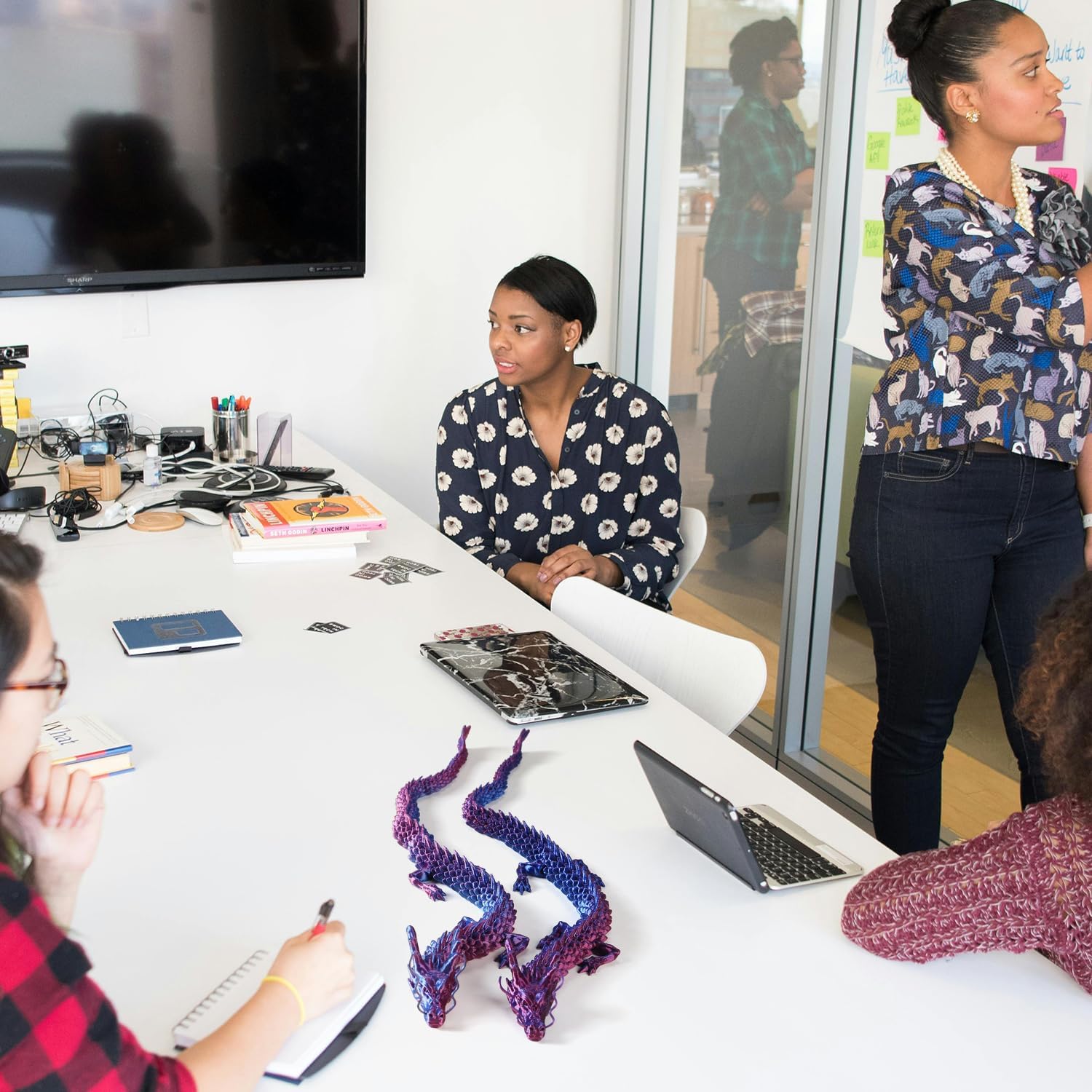 2PCS 12” 3D Printed Dragon Toy Articulated Crystal Dragon Perfect as a Fidget Toy or Executive Desk Decor Ideal for Home Office and Collectors （Blue-Purple）
