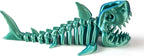 3D Printed Articulated Shark Toy – Fun Movable Skeleton Design for Desk Decor Fidget & Decompression Cute Rainbow Shark Model for Adults with Autism & ADHD Premium Quality（Green）