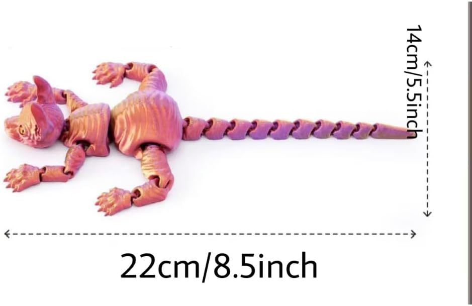 2PCS 3D Printed Sphynx Cat,Cat Figurine,Desk Toy, 3D Cat,Articulated Cats, Office Toy,Home Decor,Gift (Blue+Purple)