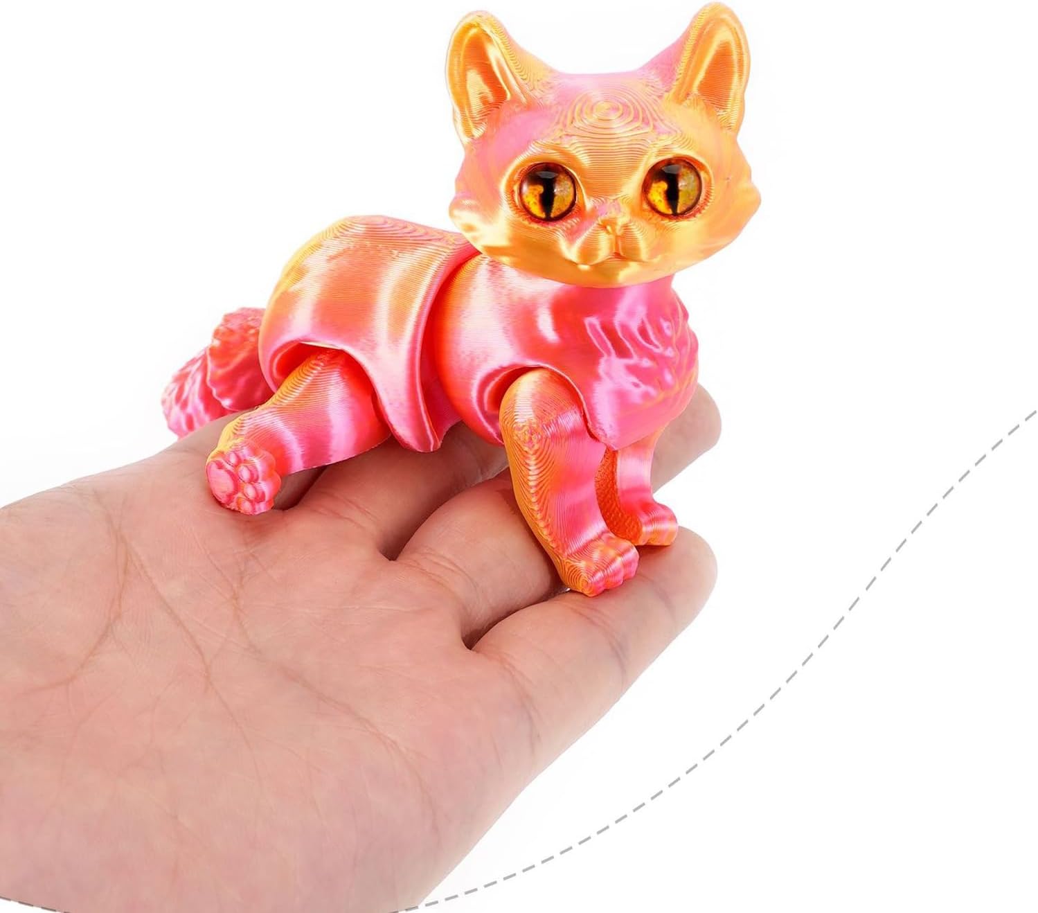 3D Printed Cat, Articulated Black Cat Toys for Adult, 3D Print Animals Fidget Toys Decor for Stress Relief, 3D Printing Cute Cat Desktop Pet (Light Purple)