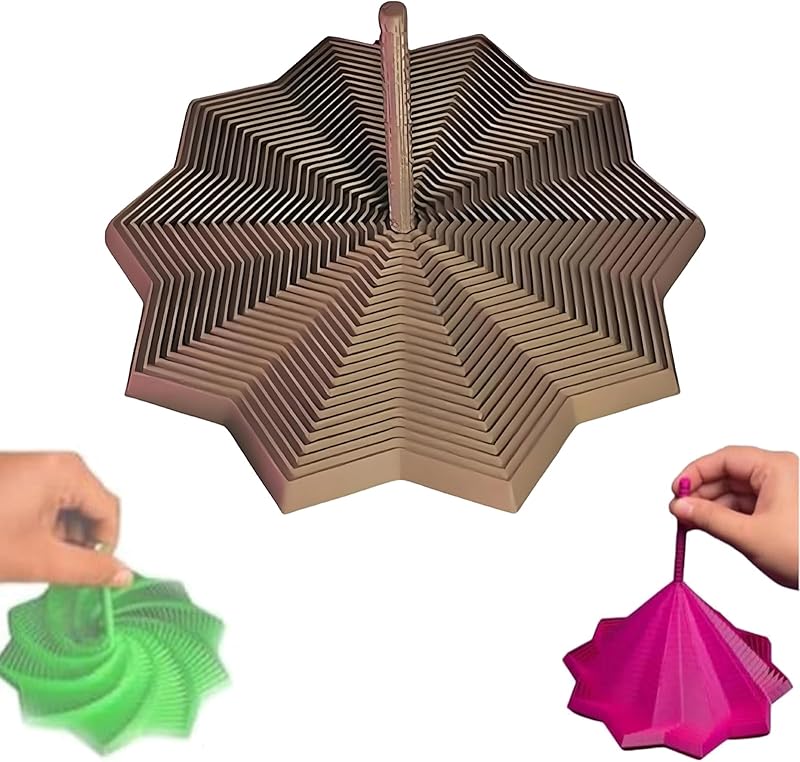 3D Printed Expanded Sensory Fidget Star, Fractal Fidget Hexagon with Handles, Colorful Whirling Spiral Design, 2025 New Star Shaped Fidget Star (A Type, Medium)