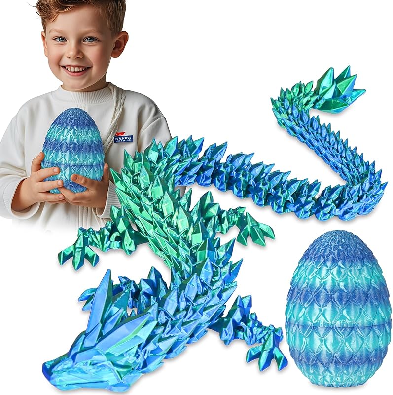 Dragon Egg with Dragon Inside 3D Printed Decorative Toys for Kids Adults Perfect Surprise Gifts Uniqur Home and Desk Decor Easter Valentine Birthdays Christmas(Purple,Medium)