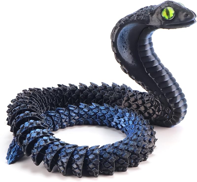 Realistic Fake Cobra 3D Snakes Soft PLA Figure Animals Snake Toy Python Action Model Figurines Stress Relief Toys Gifts(red-Blue)