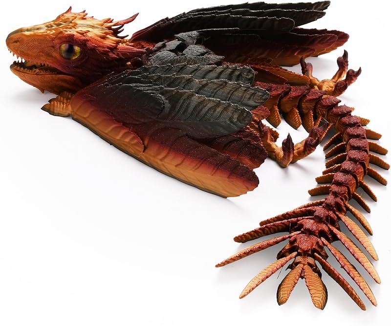 Feathered Wyvern, 3D Printed Articulated Fidget Dragon - Azurewing