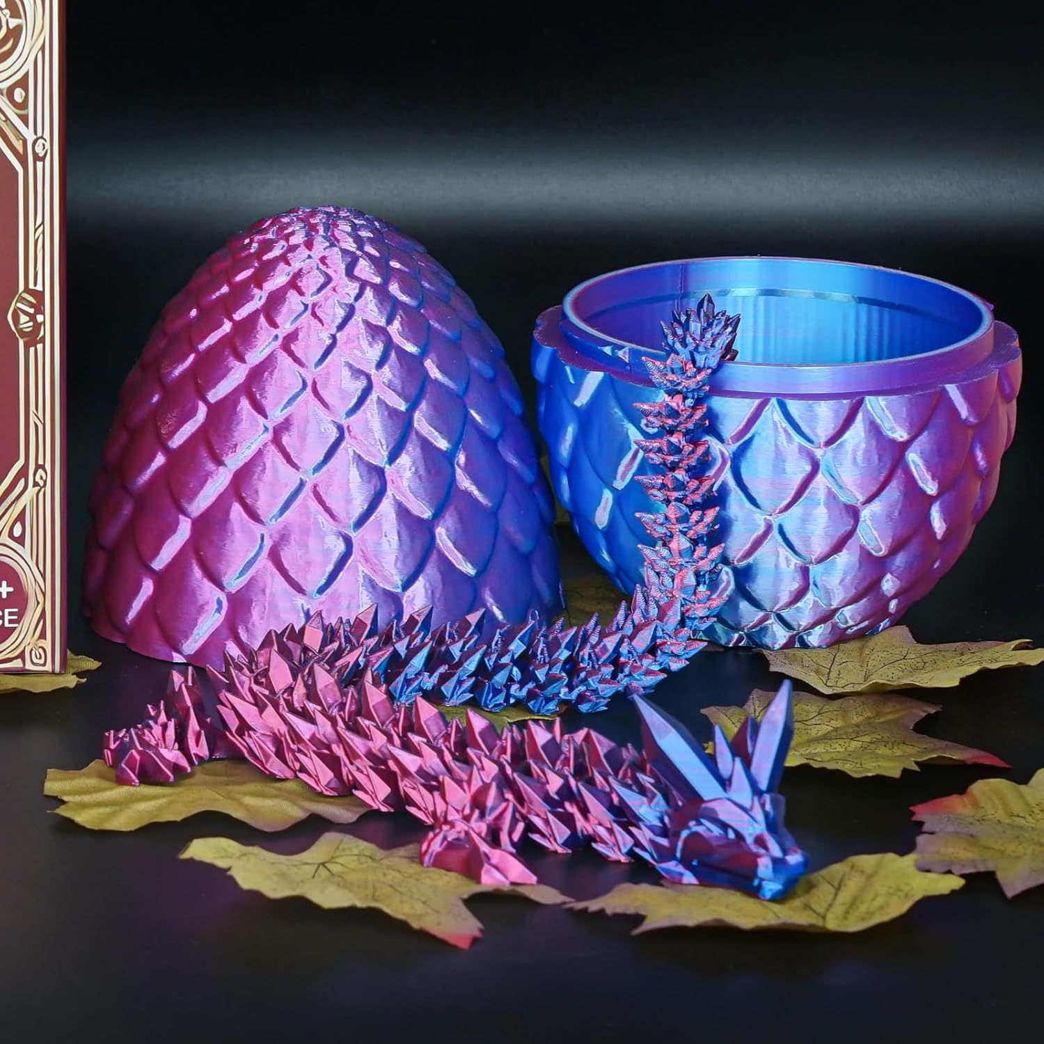 Dragon Egg with Dragon Inside 3D Printed Decorative Toys for Kids Adults Perfect Surprise Gifts Uniqur Home and Desk Decor Easter Valentine Birthdays Christmas(Purple,Medium)
