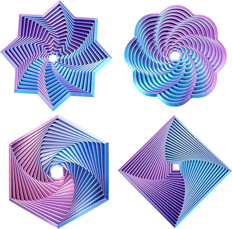 4 Pcs Fractal Fidget Hexagon,3D Printed Stress Relief Sensory Toys for ADHD,Autism,Kids&Adults,Whirling Spiral Design,Colorful Fidget Toy,Perfect for Holiday,Christmas,Birthday Gifts (Blue Green)