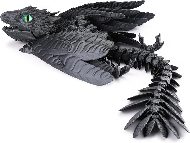 Feathered Wyvern, 3D Printed Articulated Fidget Dragon - Azurewing