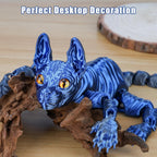 3D Printed Sphynx Cat, 12 Inch Realistic Hairless Cat,3D Printed Animals with Flexible Articulated Joints, Fidget Toy Adults for Stress Relief, Home Office Decor Desk Toys (Laser Red)