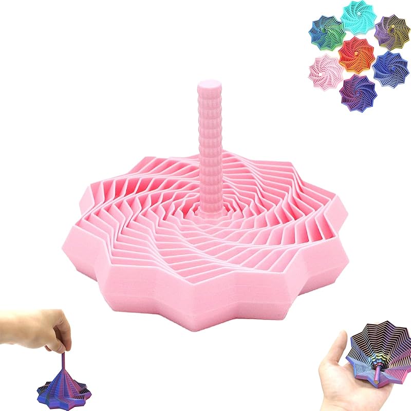 3D Printed Expanded Sensory Fidget Star, Fractal Fidget Toys with Handle, Hexagon Design for Office Desks As a Stress-Relief (S, Red-Blue Gradient)