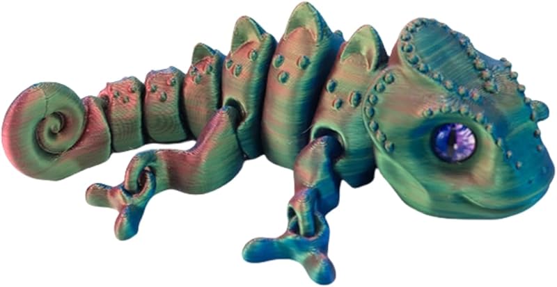 3D Printed Lizard Figurine, Decorative Statue (Silk Blue Green)