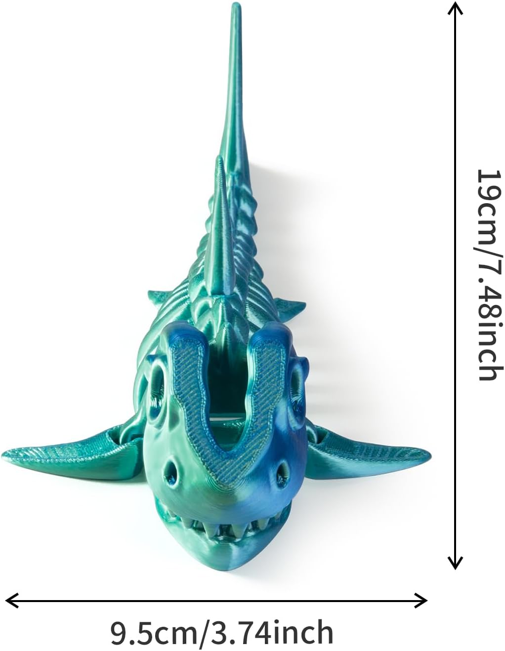 3D Printed Articulated Shark Toy – Fun Movable Skeleton Design for Desk Decor Fidget & Decompression Cute Rainbow Shark Model for Adults with Autism & ADHD Premium Quality（Green）