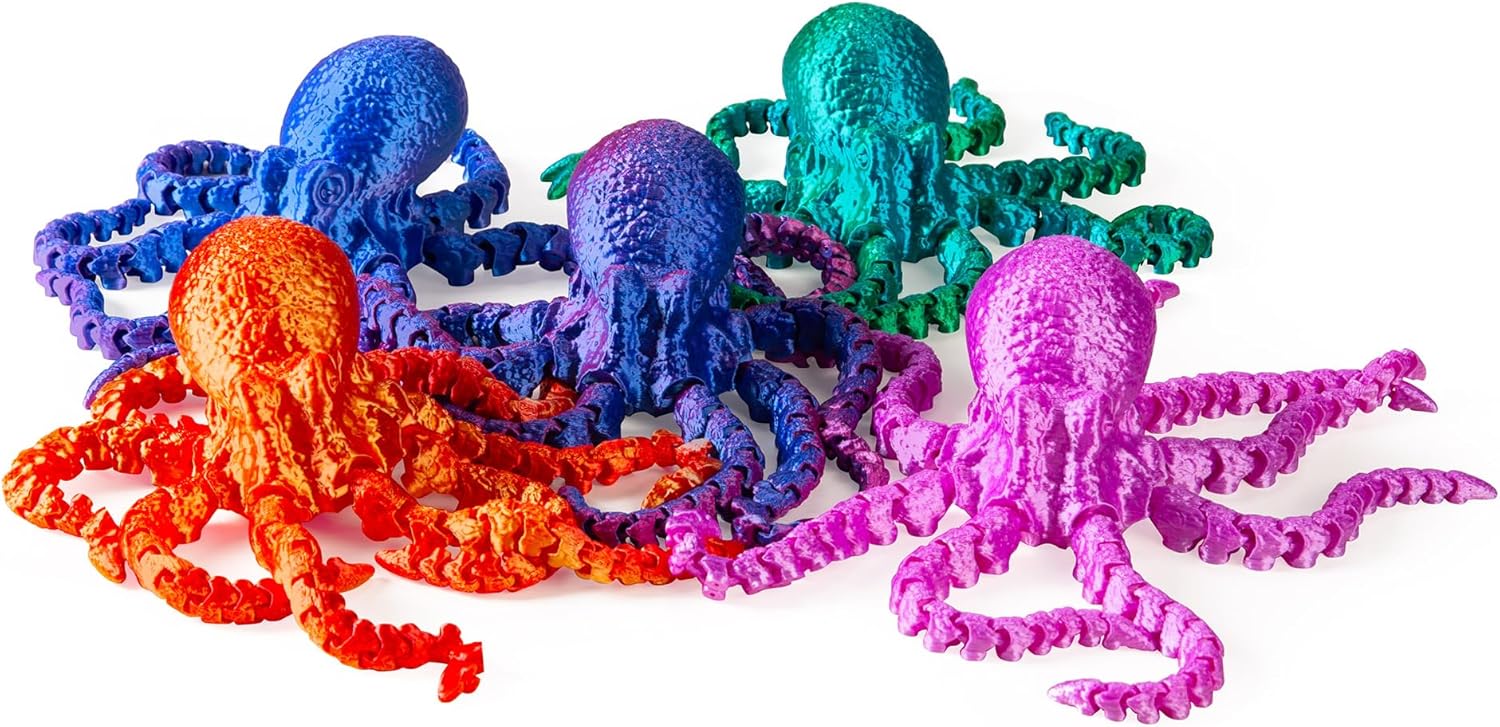 3D Printed Octopus Toy - Articulated Fun Fidget for ADHD & Stress Relief Ideal Home Decor & Unique Gift Creative Design Great for Offices & Living Spaces(Purple)