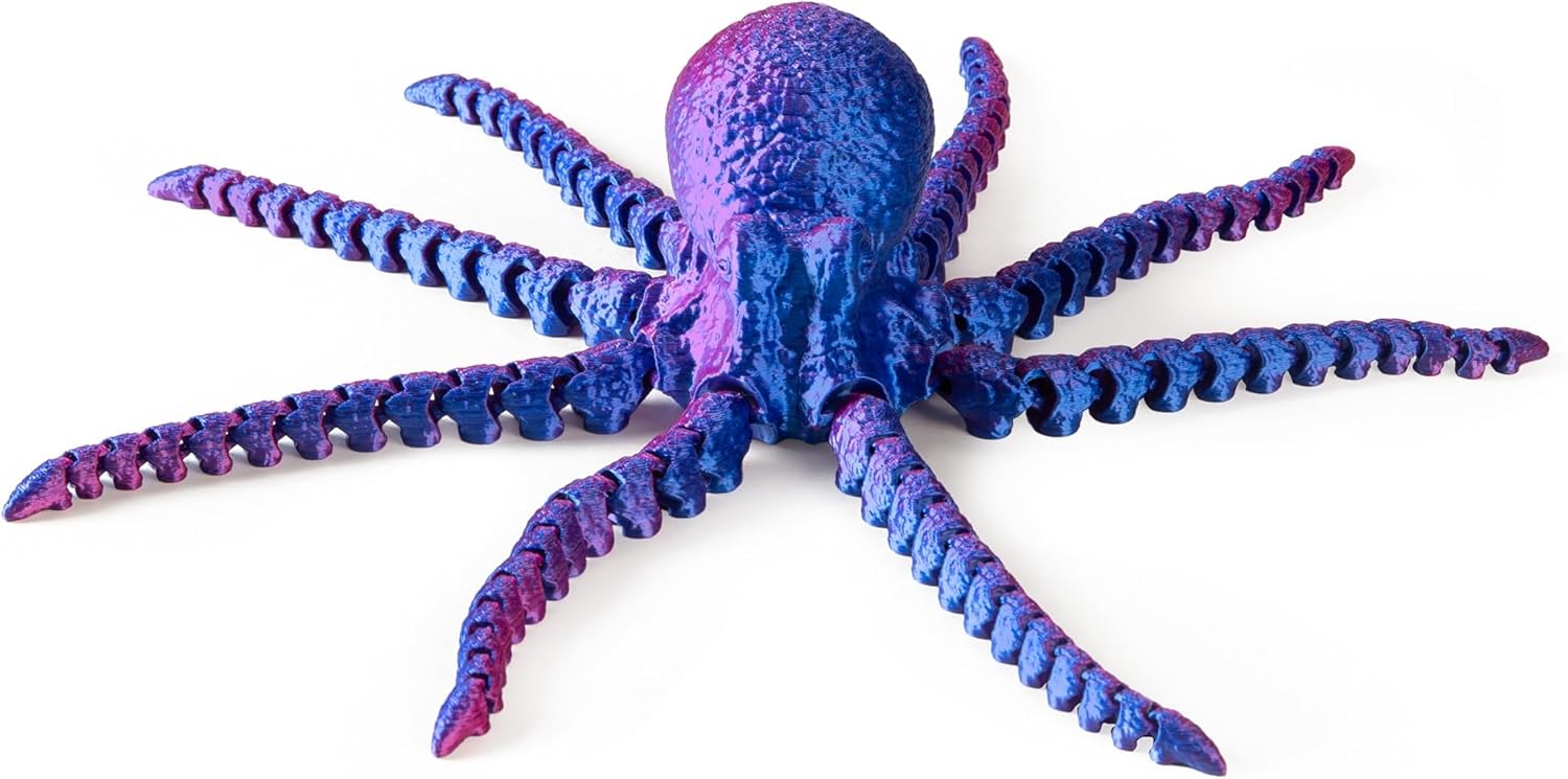 3D Printed Octopus Toy - Articulated Fun Fidget for ADHD & Stress Relief Ideal Home Decor & Unique Gift Creative Design Great for Offices & Living Spaces(Purple)