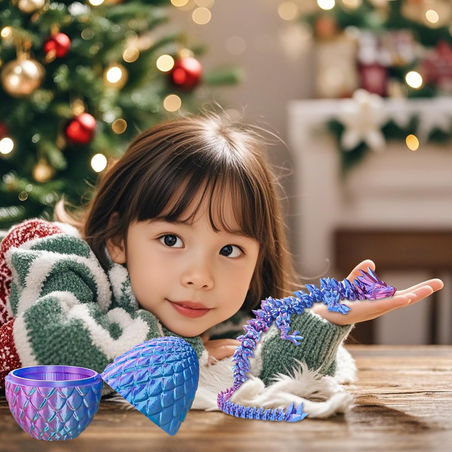 Dragon Egg with Dragon Inside 3D Printed Decorative Toys for Kids Adults Perfect Surprise Gifts Uniqur Home and Desk Decor Easter Valentine Birthdays Christmas(Purple,Medium)