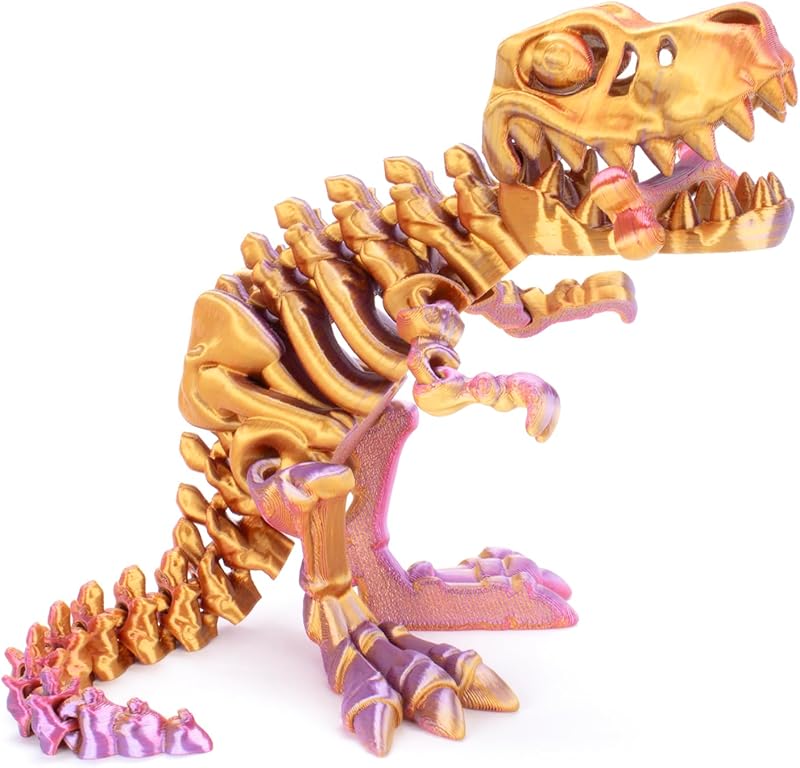 FunisFun 3D Printed Dragon with Articulated Bones for Adult, 3D Printed Dinosaur Fidget Toys Decor for Stress Relief (Green-Purple, 1P)
