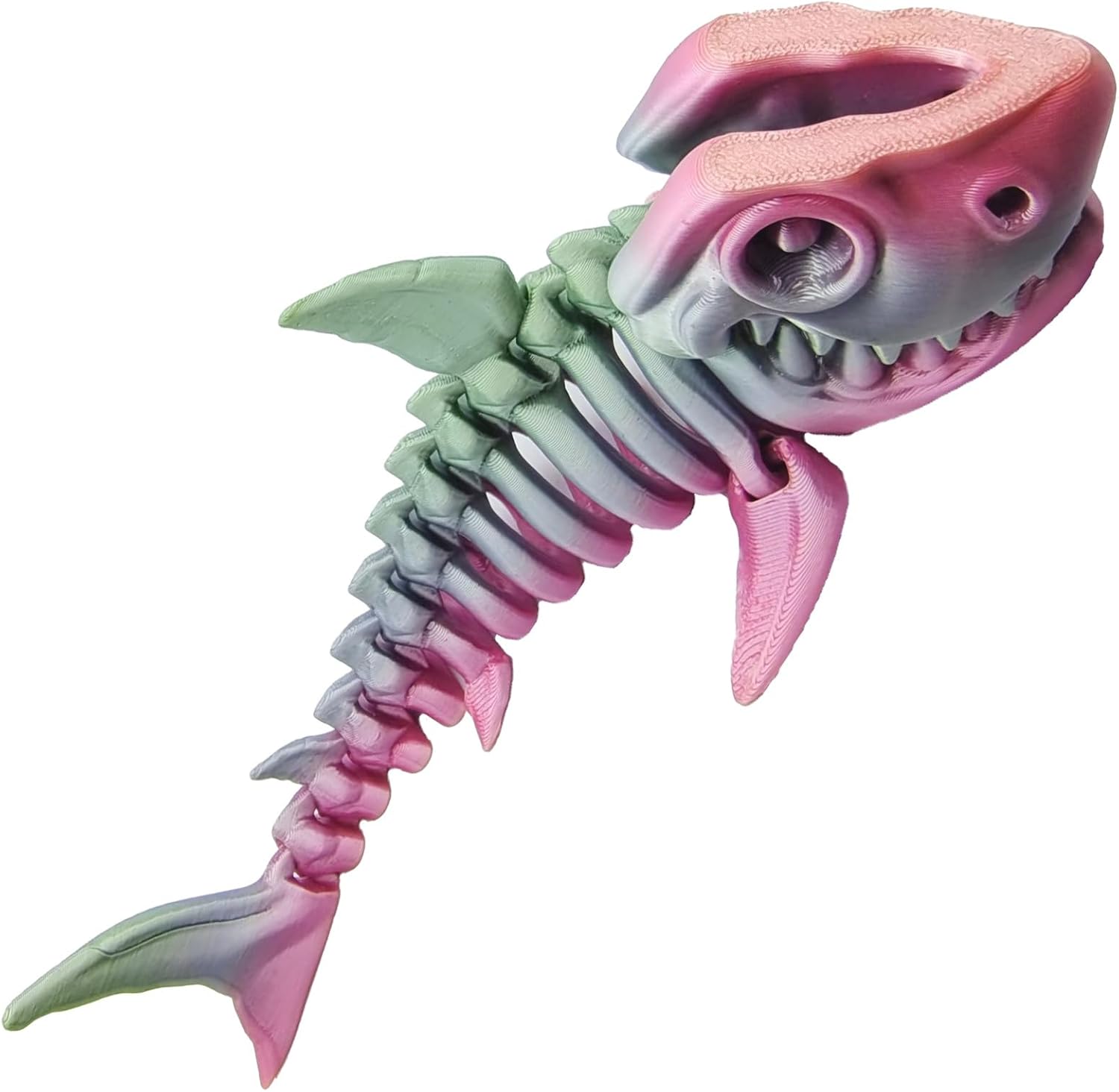 3D Printed Shark Full Body Joint Movable Design Toy,Flexible 3D Printed Animals， Cute and Interesting Shark Design Decoration, Movable Bite/Decompression Toy Rainbow Color Random (Shark)