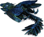 Feathered Wyvern, 3D Printed Articulated Fidget Dragon - Azurewing